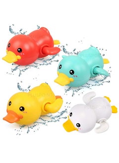 PLUSPOINT Bath Toys, 4 Pack Cute Swimming Duck Bath Toys for Toddlers 1-3, Floating Wind Up Toys for 1 Year Old Boy Girl, New Born Baby Bathtub Water Toys, Preschool Toddler Pool Toys (4 Duck)