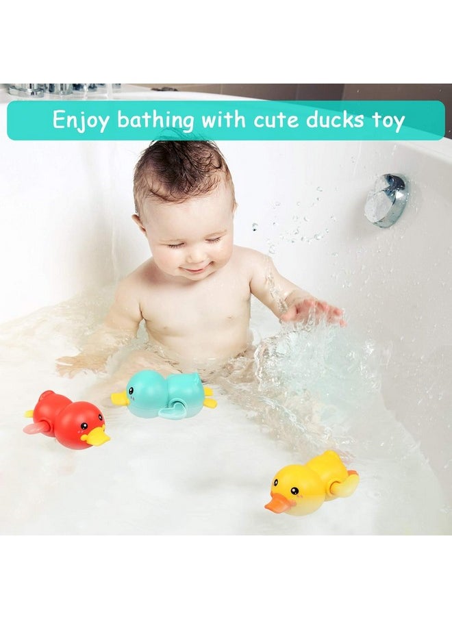 PLUSPOINT - PLUSPOINT Bath Toys, 4 Pack Cute Swimming Duck Bath Toys for Toddlers 1-3, Floating Wind Up Toys for 1 Year Old Boy Girl, New Born Baby Bathtub Water Toys, Preschool Toddler Pool Toys (4 Duck) - Image 1