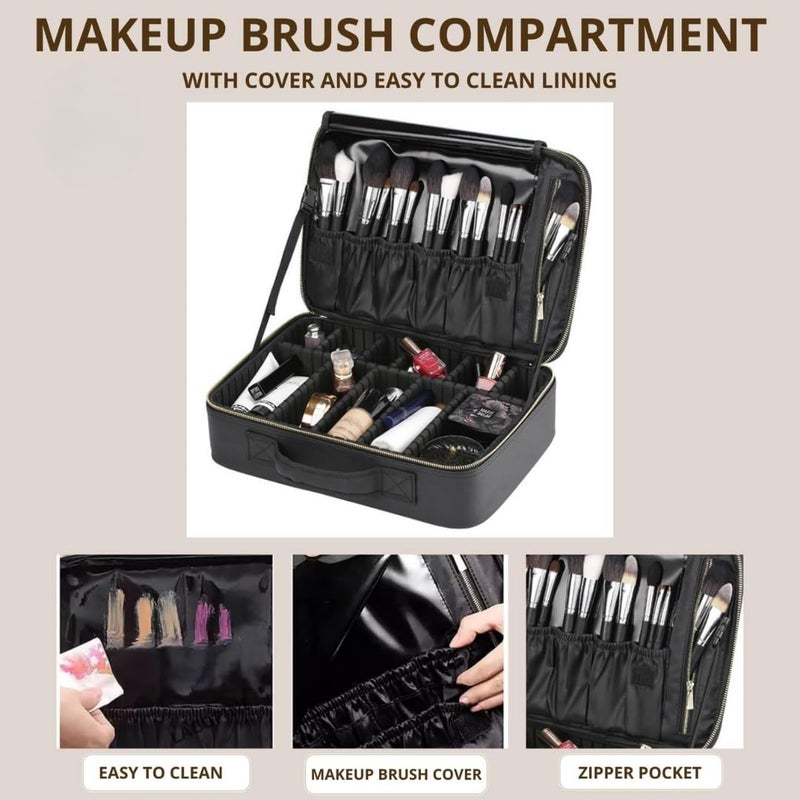 GLOBELLE Carry Case for PMU Makeup Portable Organizer with Adjustable Compartments Durable Design Professional Cosmetic Travel Bag for Permanent Makeup Artists Black - Image 2