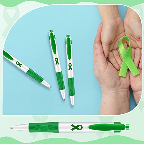 Woanger 36 Pcs Mental Health Awareness Month Pen Green Ribbon Retractable Motivational Ballpoint Pens Black Ink Mental Health Awareness Items Gifts Bulk for Charity Volunteers Office Activity - Image 4