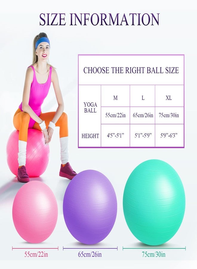 Honoson 3 Pcs Exercise Yoga Ball Large Pregnancy Fitness Ball Chair Multiple Sizes for Office Home Labor Gym Birth Balance, 55/65/75cm - Image 2