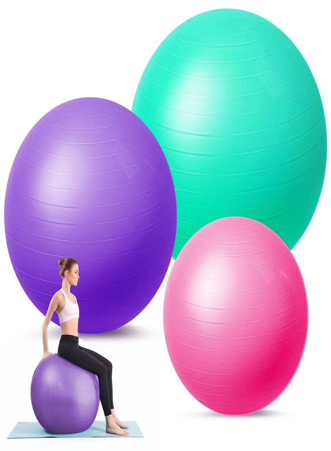Honoson 3 Pcs Exercise Yoga Ball Large Pregnancy Fitness Ball Chair Multiple Sizes for Office Home Labor Gym Birth Balance, 55/65/75cm - Image 1