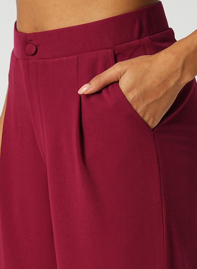 Globus Maroon Stretchable Crop Blazer and Trousers Workwear Co-Ords - Image 5