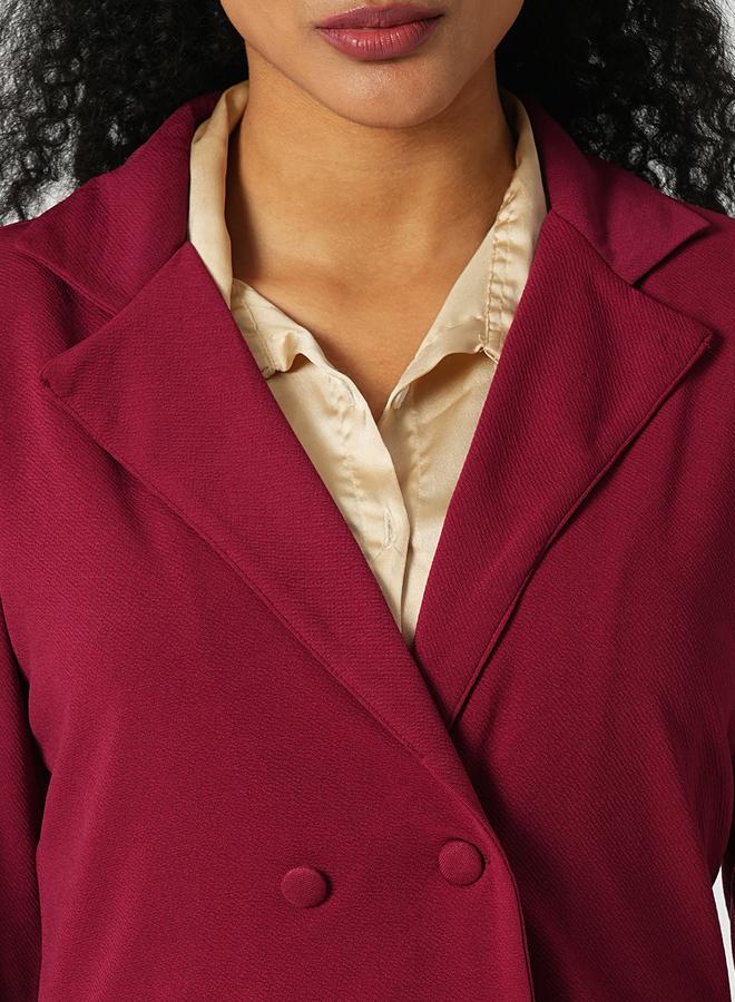 Globus Maroon Stretchable Crop Blazer and Trousers Workwear Co-Ords - Image 4