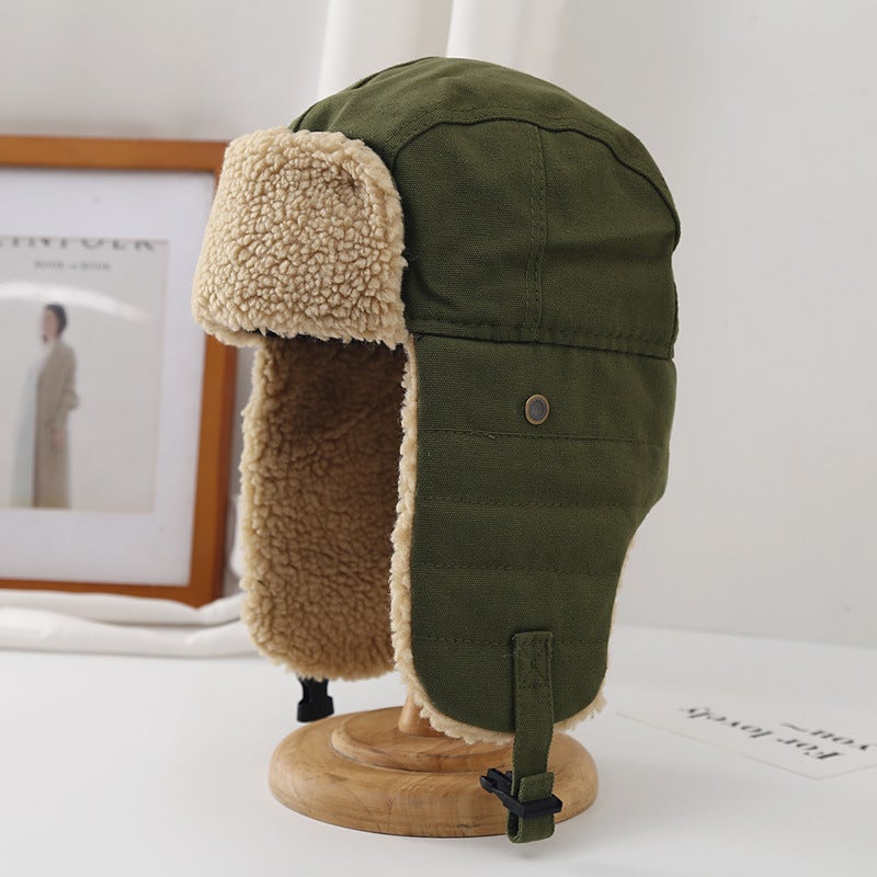 Winter Trapper Hat Unisex Windproof Warmth Army Green  - Image 1