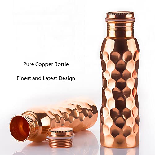 Style Homez Pure Handmade Copper Bottle, 1000 ML DIAMOND Design Lacquer Coated Joint Free & Leak Proof with Ayurvedic Health Benefits (1 Litre) - Image 4