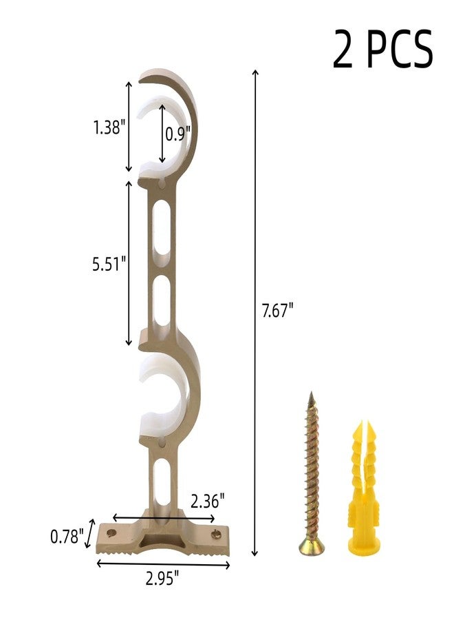 Oedema Curtain Curtain Rod Bracket Gold Hooks for Curtain Rods Double Rod Curtain Brackets for 0.9-inch Drapery Rod Bedroom Bathroom Office Set of 2 - Image 2