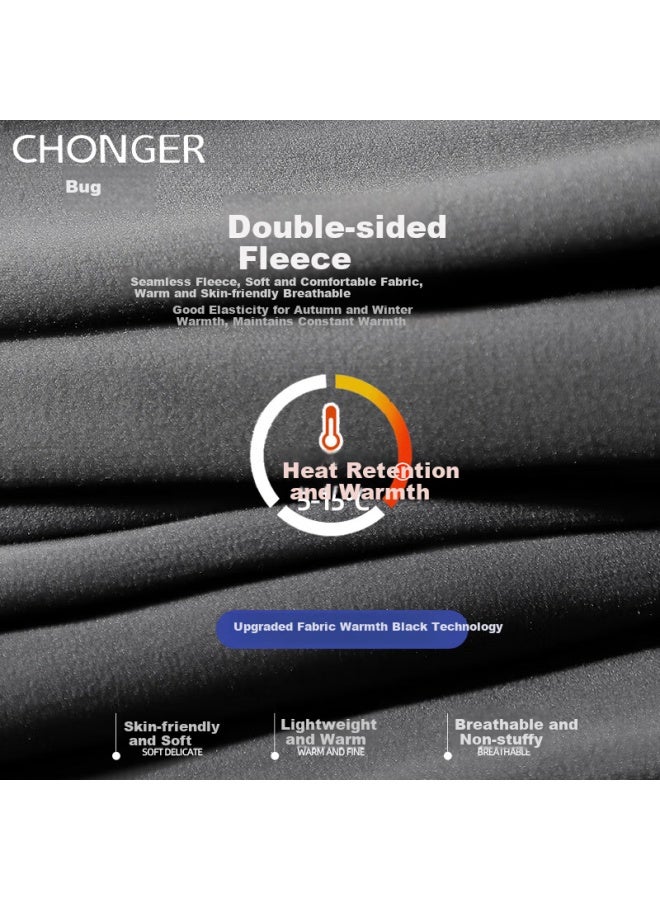 Insects Chonger Men's Seamless Thermal Long Johns Double-sided Fleece Lined Winter Thin Cotton Base Layer Pants - Image 4