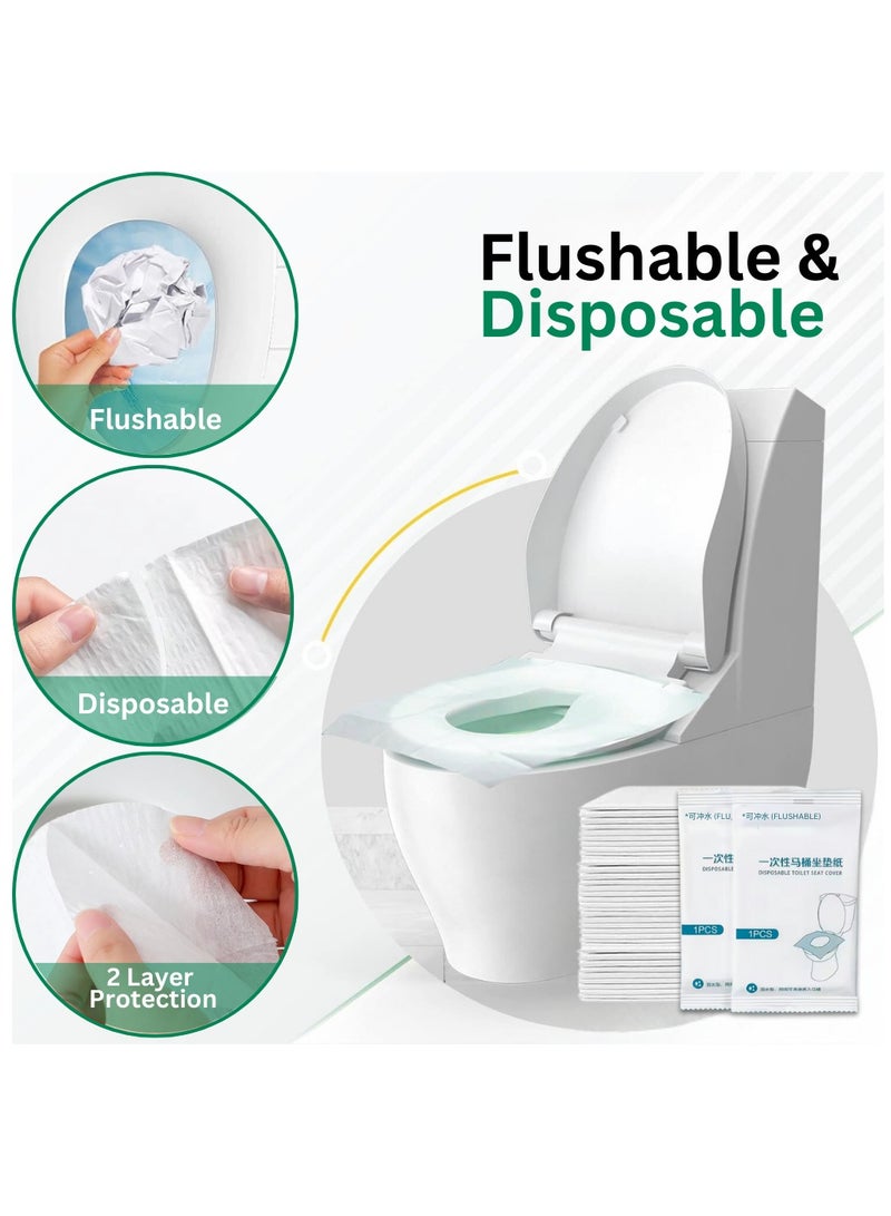 MIZAJIC 50 Pcs Toilet Seat Covers Disposable, Flushable and Biodegradable Paper Cover for Adult and Kids’ Potty Training, Great for Airplane, Travel Seats, Public Restroom and Camping (50)  - Image 2