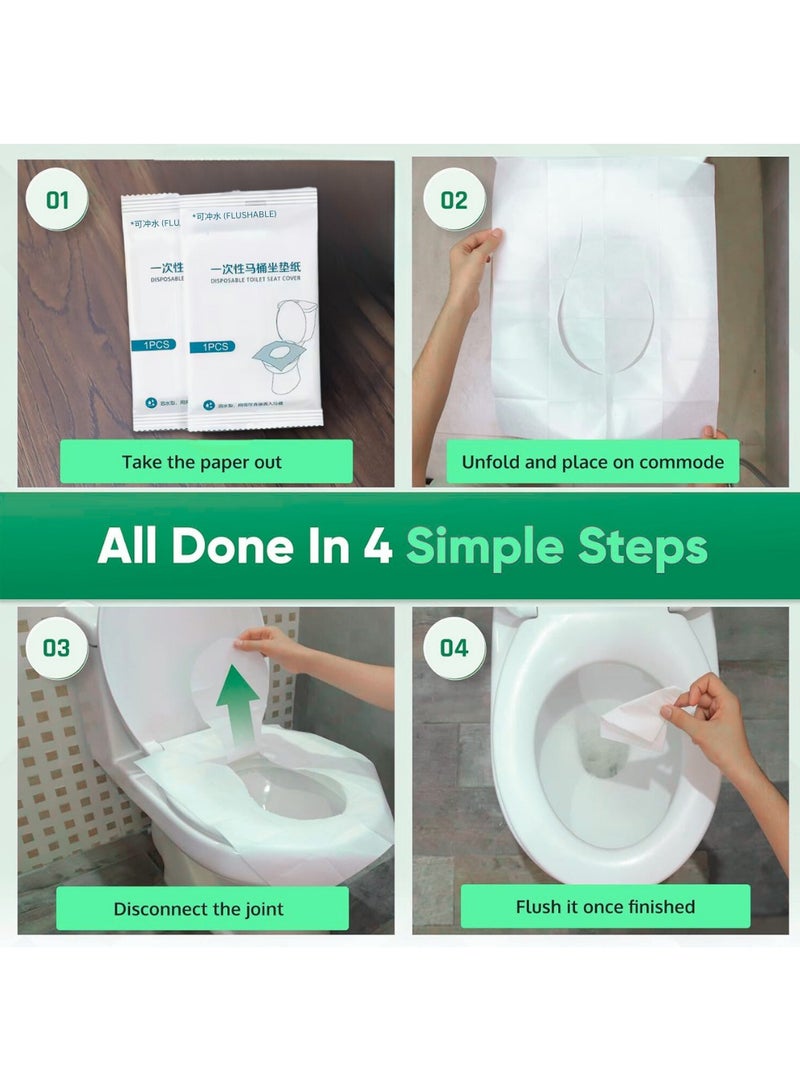 MIZAJIC 50 Pcs Toilet Seat Covers Disposable, Flushable and Biodegradable Paper Cover for Adult and Kids’ Potty Training, Great for Airplane, Travel Seats, Public Restroom and Camping (50)  - Image 5