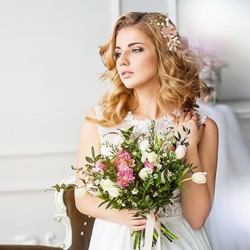 Toyvian Bride Hair Combs Wedding Hair Comb Clips Bridal Hair Side Comb Hair Accessories Flower Headpieces Wedding Bride Hairpins Wedding Hair Comb for Brides and Bridesmaid 4 Pieces - Image 3