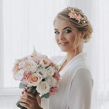 Toyvian Bride Hair Combs Wedding Hair Comb Clips Bridal Hair Side Comb Hair Accessories Flower Headpieces Wedding Bride Hairpins Wedding Hair Comb for Brides and Bridesmaid 4 Pieces - Image 4