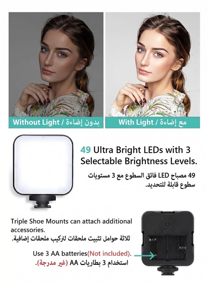 طقم الفلوغ 8 في 1 لهواتف iPhone وAndroid مع حامل ثلاثي القوائم، أضواء LED، ميكروفون، مشبك هاتف، مثبت يدوي، طقم صنع الفيديو للمؤتمرات المرئية، TikTok، YouTube، صور شخصية، البث المباشر - Image 2