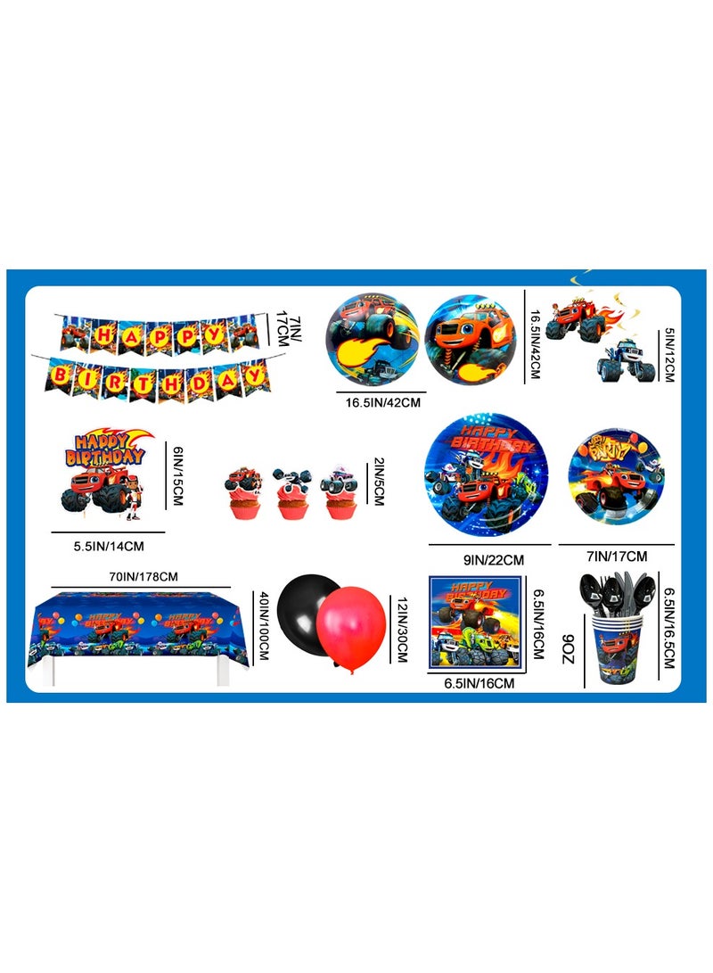 حفلة مثمرة زينة حفلة عيد ميلاد شاحنة الوحش المتوهجة لعشرة ضيوف، 119 قطعة من آلات الوحش المتوهجة التي يمكن التخلص منها، لوازم حفلات أعياد الميلاد، لوازم حفلات أعياد الميلاد - Image 3