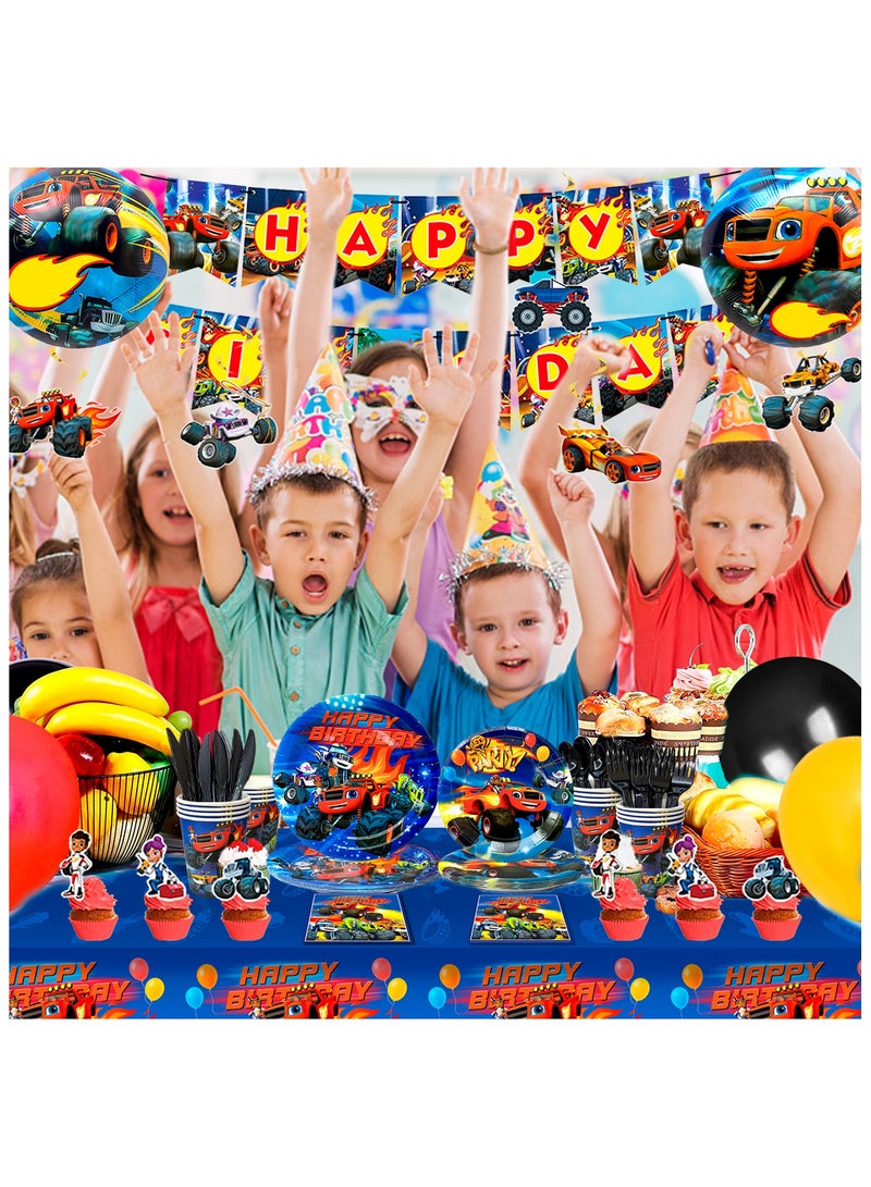 حفلة مثمرة زينة حفلة عيد ميلاد شاحنة الوحش المتوهجة لعشرة ضيوف، 119 قطعة من آلات الوحش المتوهجة التي يمكن التخلص منها، لوازم حفلات أعياد الميلاد، لوازم حفلات أعياد الميلاد - Image 4