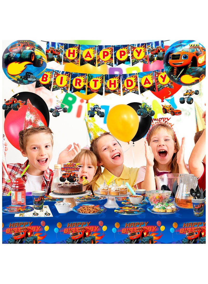 حفلة مثمرة زينة حفلة عيد ميلاد شاحنة الوحش المتوهجة لعشرة ضيوف، 119 قطعة من آلات الوحش المتوهجة التي يمكن التخلص منها، لوازم حفلات أعياد الميلاد، لوازم حفلات أعياد الميلاد - Image 5