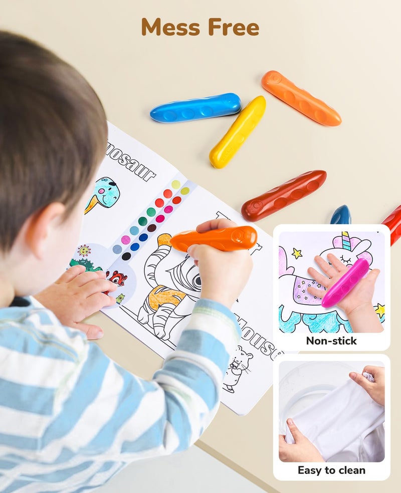JoyCat 16 Colors Jumbo Crayons for Toddlers 1-3, Washable Triangular Large Crayons for Kids Ages 4-8, Easy-Grip Unbreakable Non-Toxic Art Supplies with Coloring Book, Early Childhood Birthday Gifts - Image 5
