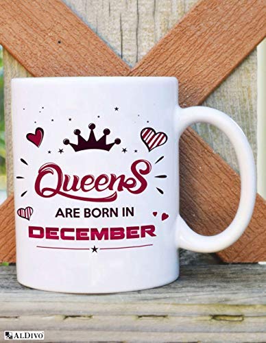 ALDIVO ALDIVO Queens are Born in December Printed Satin Cushion Cover with Filler Printed Mug and Key Ring 12x12inch White Combo Set of 3  - Image 3