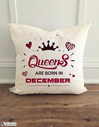ALDIVO ALDIVO Queens are Born in December Printed Satin Cushion Cover with Filler Printed Mug and Key Ring 12x12inch White Combo Set of 3  - Image 2