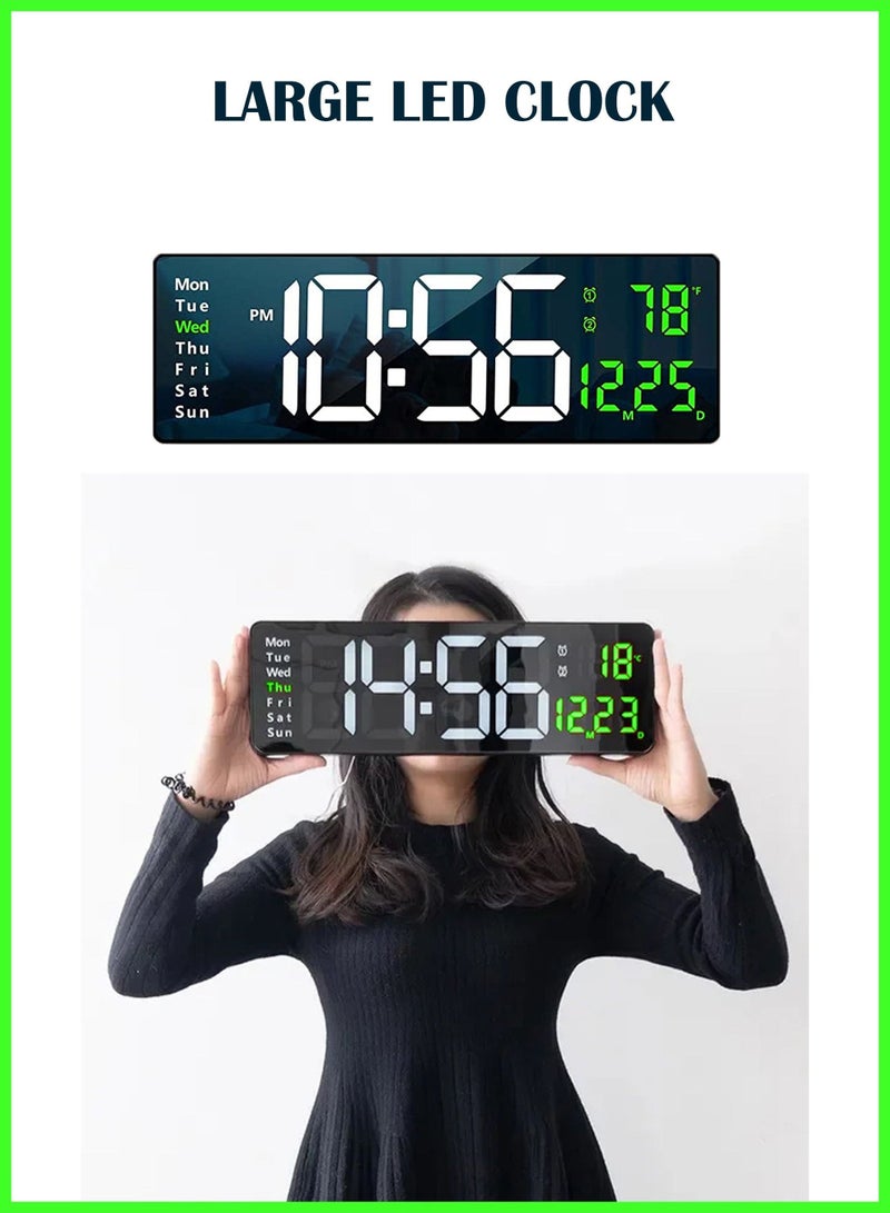 ELTRAZONE Digital Wall Clock 16.2 Inch Large Display, LED Digital Clock with Remote Control, Automatic Brightness Dimmer, Big Clock with Date, Week, Temperature for Living Room Decor  - Image 1