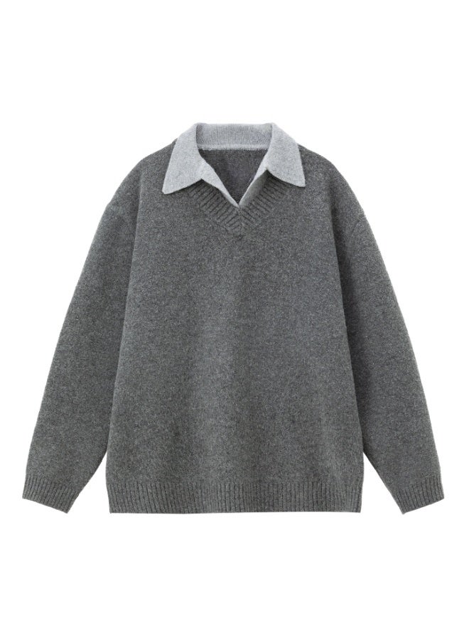 NIBEMINENT Men's Autumn/Winter Polo Collar Knitted Sweater | Flipped Collar Design, Warm & Thick Outerwear - Image 1