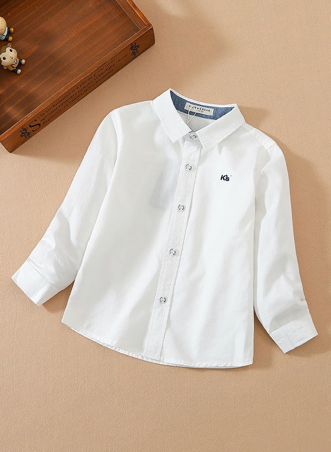 KUYEEBEAR Boys Long Sleeve Preppy Blouse Casual Shirt for Everyday Wear School Outfit Comfortable Kids Top - Image 1