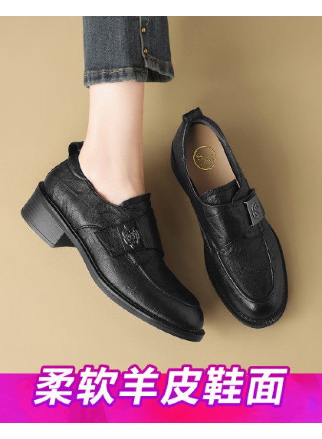 SAFIYA Sheepskin Saturday British-style Women's Leather Shoes, 2025 New Deep-cut Women's Flats, Thick-soled Loafers - Image 1