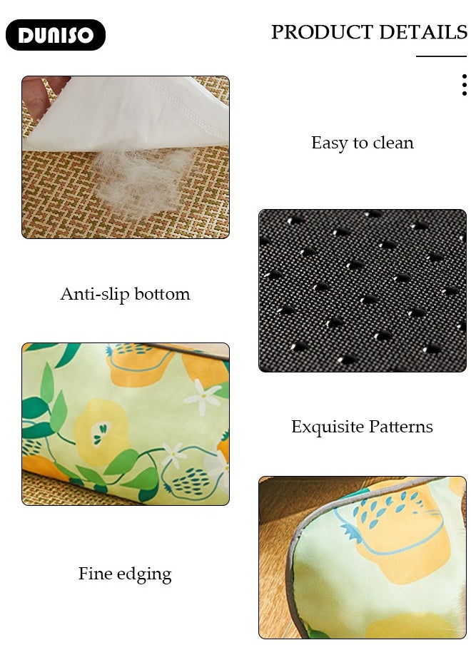DUNISO - Pet Cooling Bed, Washable Cooling Pets Ice Pad Rattan Mat Nest,Pet Cooling Mats, Pet Ice Pad Bed with Fast Moisture Wicking,Summer Pet Woven Breathable Square Mat Sleeping Pad with Pillow for Dogs Cats - Image 1