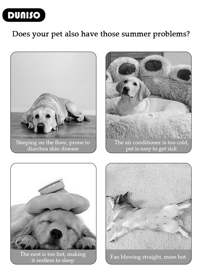 DUNISO - Pet Cooling Bed, Washable Cooling Pets Ice Pad Rattan Mat Nest,Pet Cooling Mats, Pet Ice Pad Bed with Fast Moisture Wicking,Summer Pet Woven Breathable Square Mat Sleeping Pad with Pillow for Dogs Cats - Image 1
