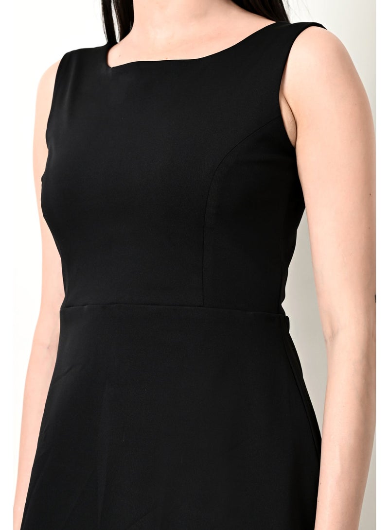 Uberoot Women’s Black Round Neck Sleeveless Short Mini Dress | Stretchable Lycra Bodycon Party & Cocktail Dress | Elegant Evening Outfit for Girls - Image 5
