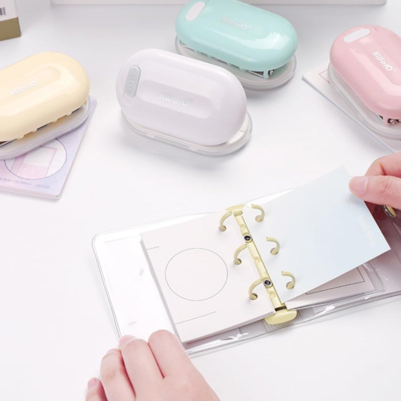White Mini 3 Hole Paper Punch Handheld 5.5mm Aperture 5 Sheet Capacity - Image 4