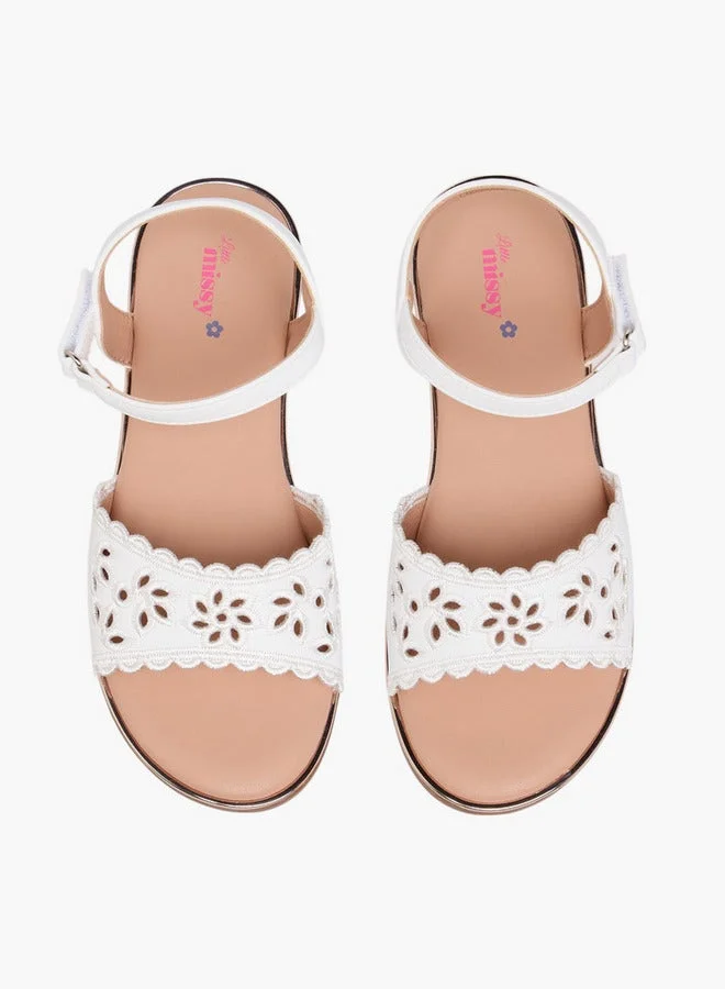 Little Missy Cutout Detail Sandals with Hook and Loop Closure
