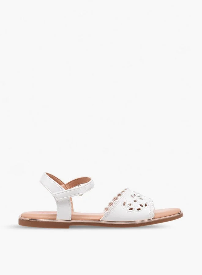 Little Missy Cutout Detail Sandals with Hook and Loop Closure