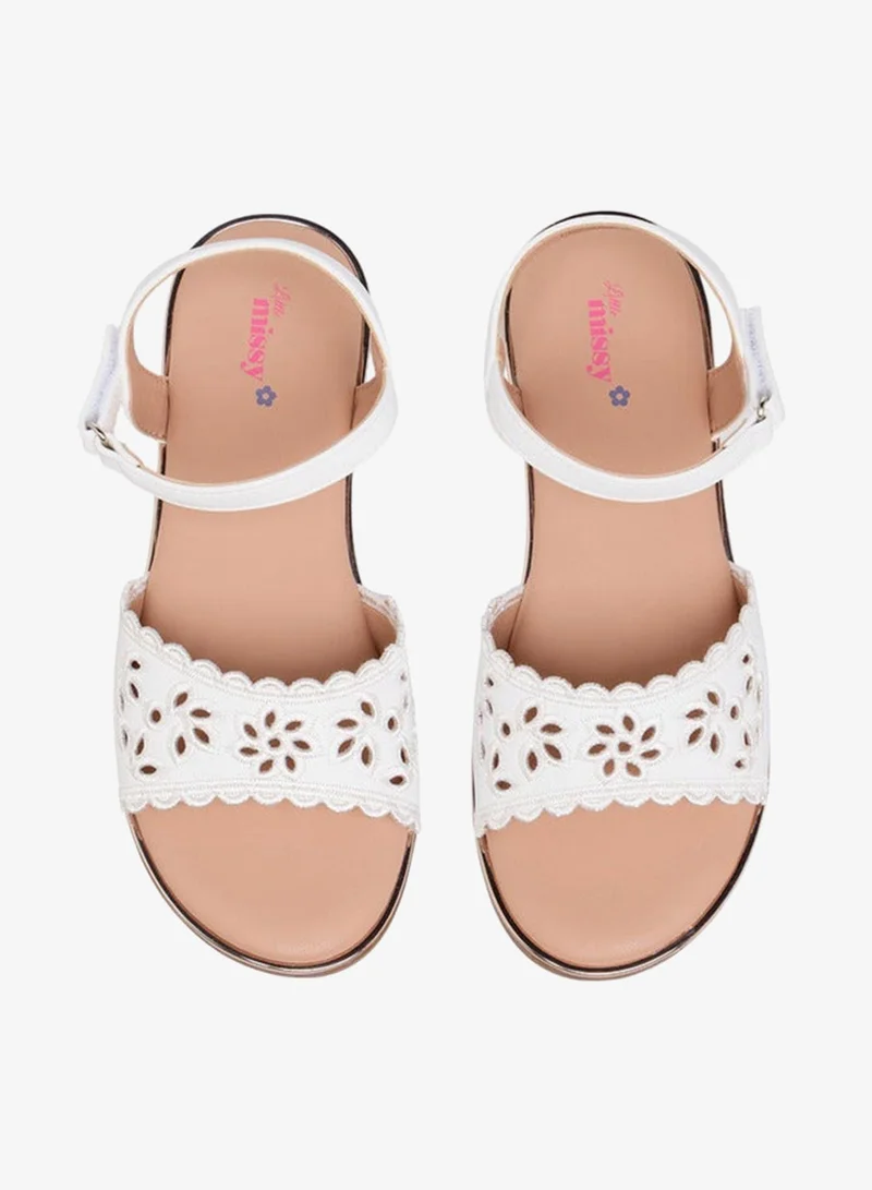 Little Missy Cutout Detail Sandals with Hook and Loop Closure