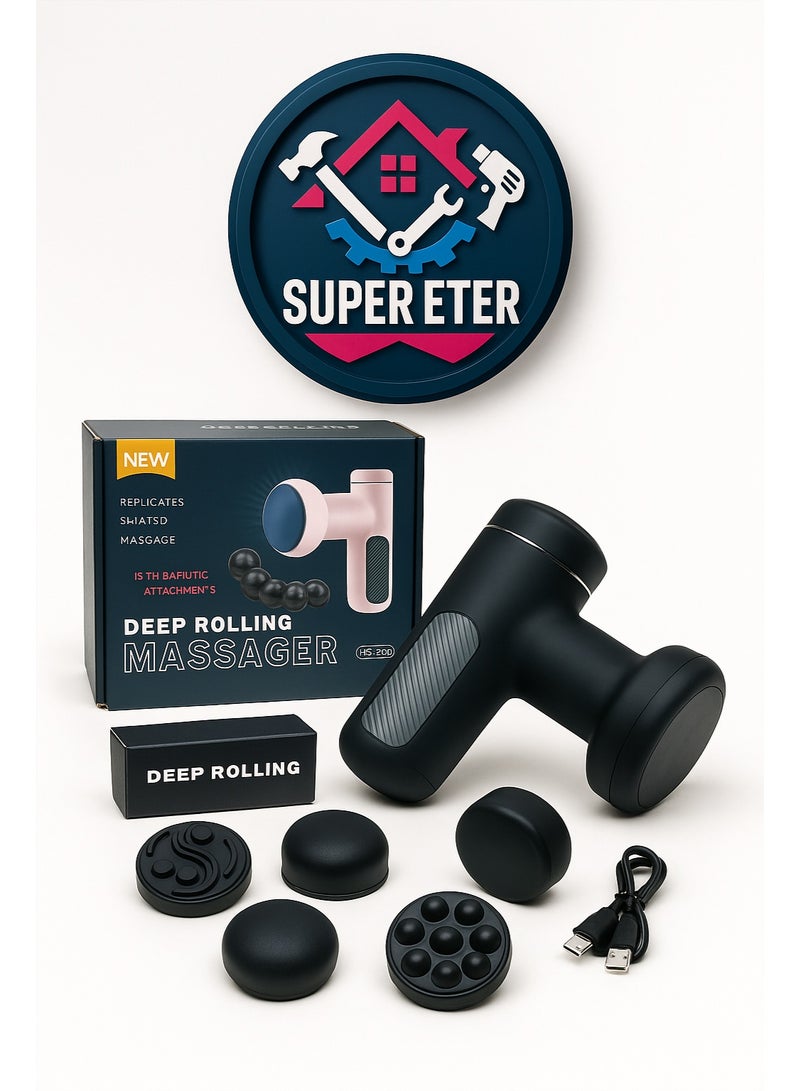 سوبر  ايتير جهاز تدليك عميق من SUPER ETER – لون أسود / رصاصي – موديل 10006384 – 5 رؤوس علاجية – قدرة 30 واط – شحن Type-C – تصميم محمول احترافي - Image 2