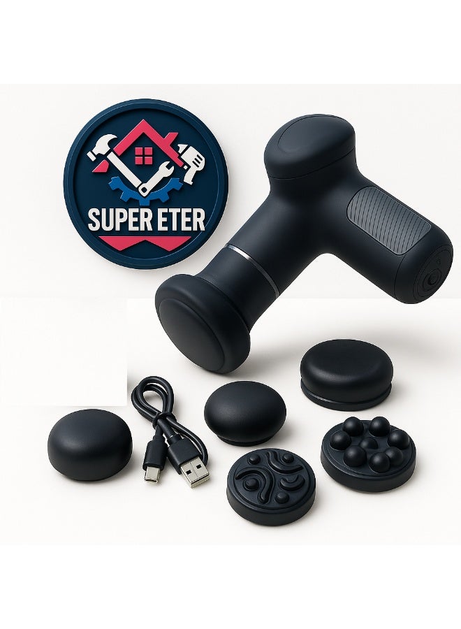 سوبر  ايتير جهاز تدليك عميق من SUPER ETER – لون أسود / رصاصي – موديل 10006384 – 5 رؤوس علاجية – قدرة 30 واط – شحن Type-C – تصميم محمول احترافي - Image 3