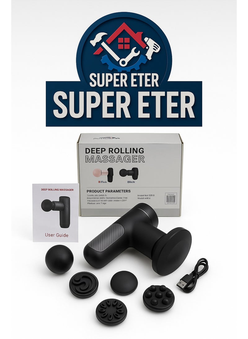 سوبر  ايتير جهاز تدليك عميق من SUPER ETER – لون أسود / رصاصي – موديل 10006384 – 5 رؤوس علاجية – قدرة 30 واط – شحن Type-C – تصميم محمول احترافي - Image 4