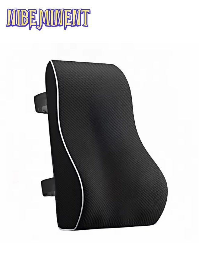 NIBEMINENT Lumbar Support Pillow for Office Chair Back Support Pillow for Car Computer Gaming Chair Recliner Memory Foam Back Cushion for Pain Relief Improve Posture Mesh Cover Double Adjustable Straps Black - Image 2