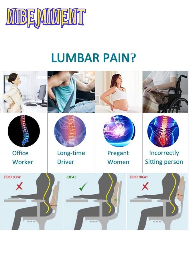 NIBEMINENT Lumbar Support Pillow for Office Chair Back Support Pillow for Car Computer Gaming Chair Recliner Memory Foam Back Cushion for Pain Relief Improve Posture Mesh Cover Double Adjustable Straps Black - Image 5