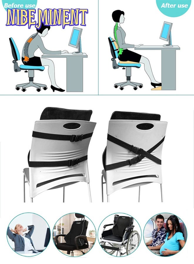 NIBEMINENT Lumbar Support Pillow for Office Chair Back Support Pillow for Car Computer Gaming Chair Recliner Memory Foam Back Cushion for Pain Relief Improve Posture Mesh Cover Double Adjustable Straps Black - Image 4