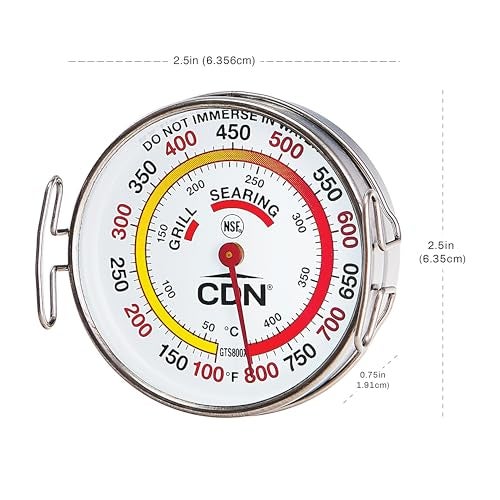CDN Grill Surface Thermometer | NSF Certified | ProAccurate® | Temperature Zones, High Heat, Color-Coded Scale - Laboratory Glass Lens - Perfect for Grill, BBQ – GTS800X - Image 3