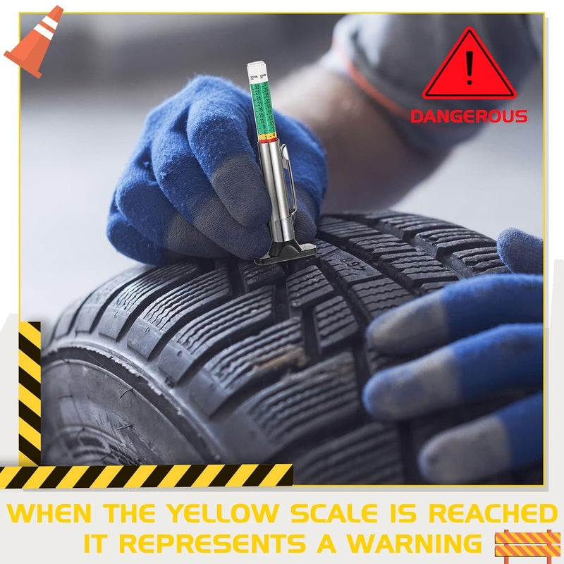 BBTO 100 Pieces Tyre Tread Depth Gauge Color Coded Tire Depth Gauge Tool Tire Tread Accurate Measurement Tools Green - Image 4
