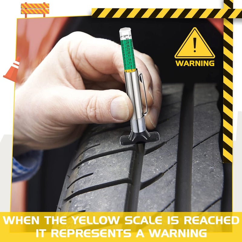 BBTO 100 Pieces Tyre Tread Depth Gauge Color Coded Tire Depth Gauge Tool Tire Tread Accurate Measurement Tools Green - Image 5
