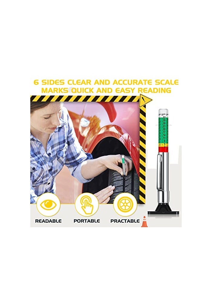 BBTO 100 Pieces Tyre Tread Depth Gauge Color Coded Tire Depth Gauge Tool Tire Tread Accurate Measurement Tools Green - Image 3