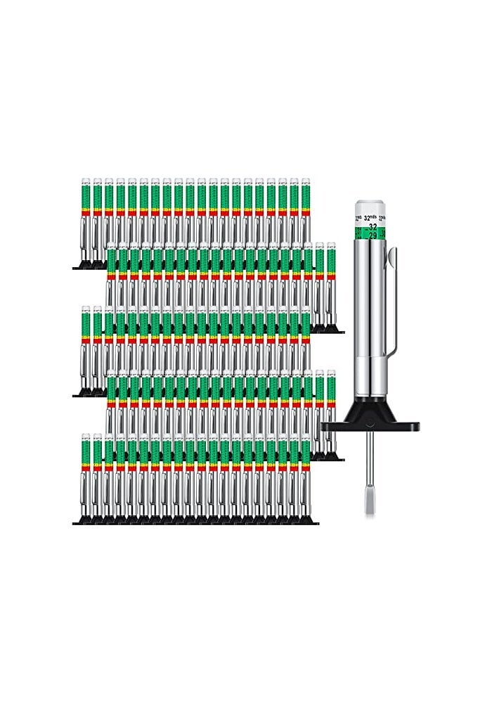 BBTO 100 Pieces Tyre Tread Depth Gauge Color Coded Tire Depth Gauge Tool Tire Tread Accurate Measurement Tools Green - Image 1