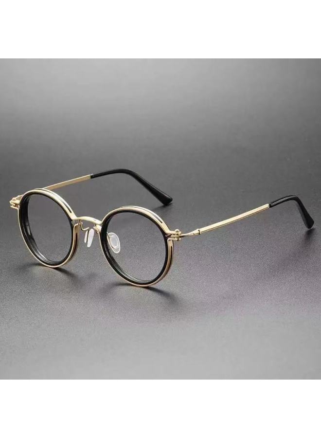 New Retro Round Frame Anti-blue Light Reading Gl, Non-prescription Gl, Suitable For Prescription Lenses, Fashionable For Elderly, Bean Flower Manufacturer Batch