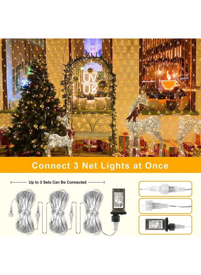 Litehom أضواء خيوط الجنية بشبكة LED من لايتهوم - أضواء LED ديوالي - 6.6 قدم × 6.6 قدم 144 LED (دافئ أبيض شبكة 2X2) - Image 4