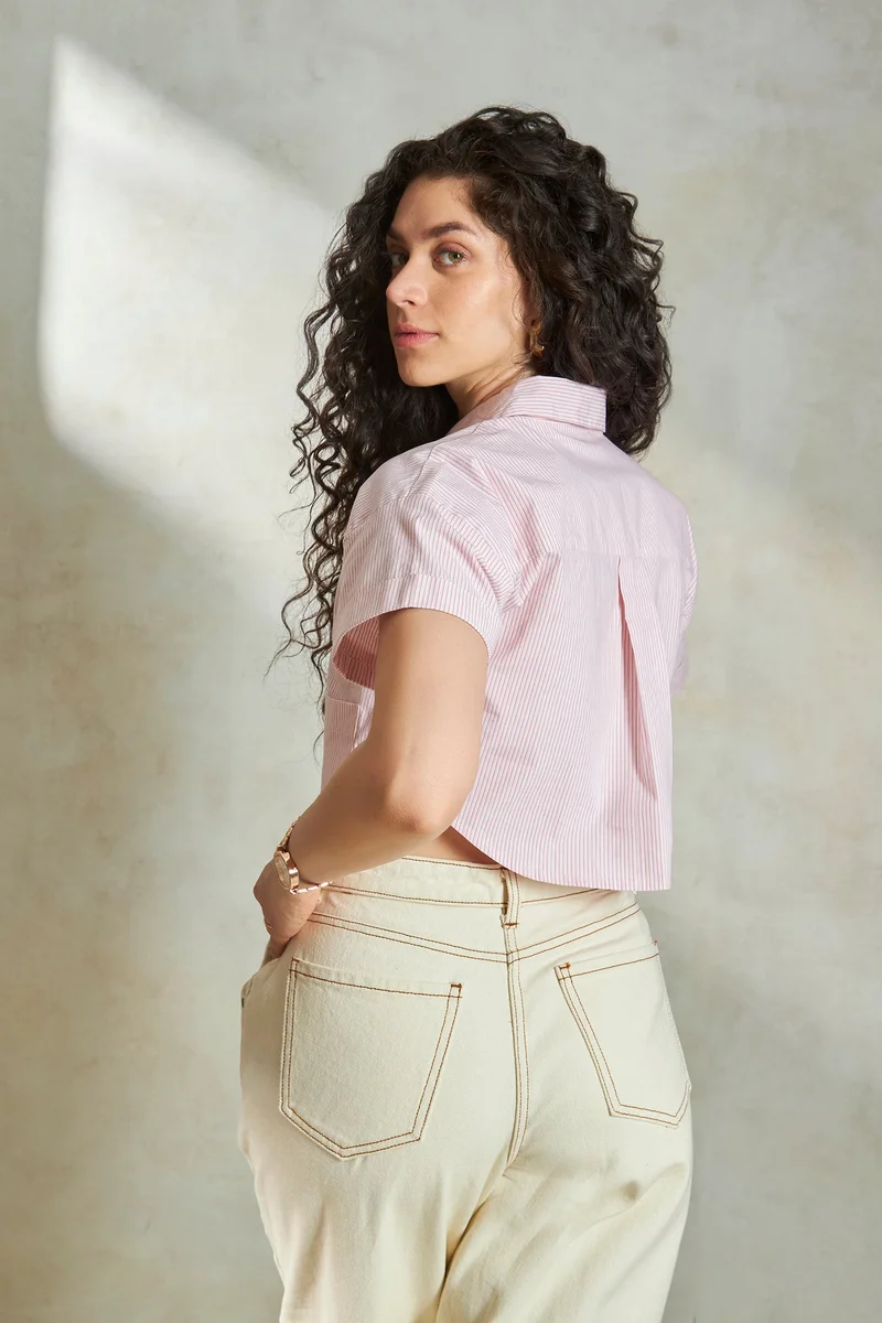 فيرجيو Cotton Cropped Daywear Boxy Shirts for Women