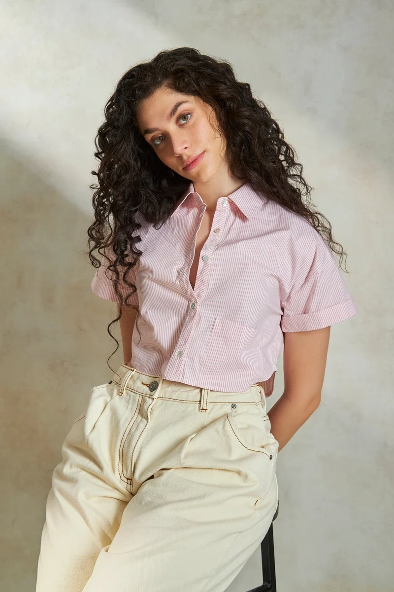 Virgio Cotton Cropped Daywear Boxy Shirts for Women