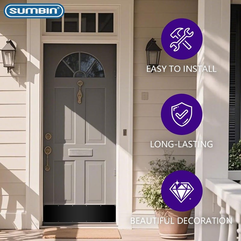 SUMBIN 1 PC 34 x 8 Inch Deck The Door Decor Door Kick Plate in Mat Black Finish with Screws - Image 4